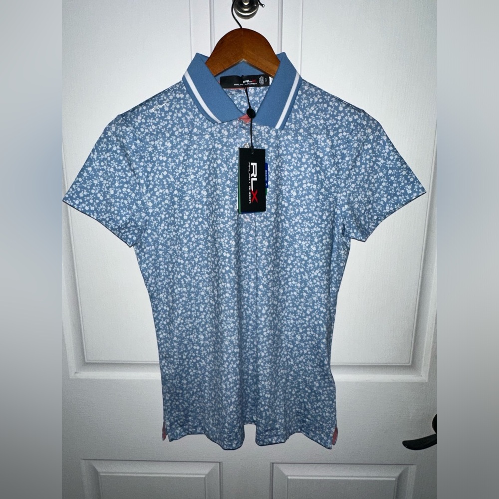 RLX Ralph Lauren Tailored Fit Floral Jersey Polo Shirt Field Floral Womens Small